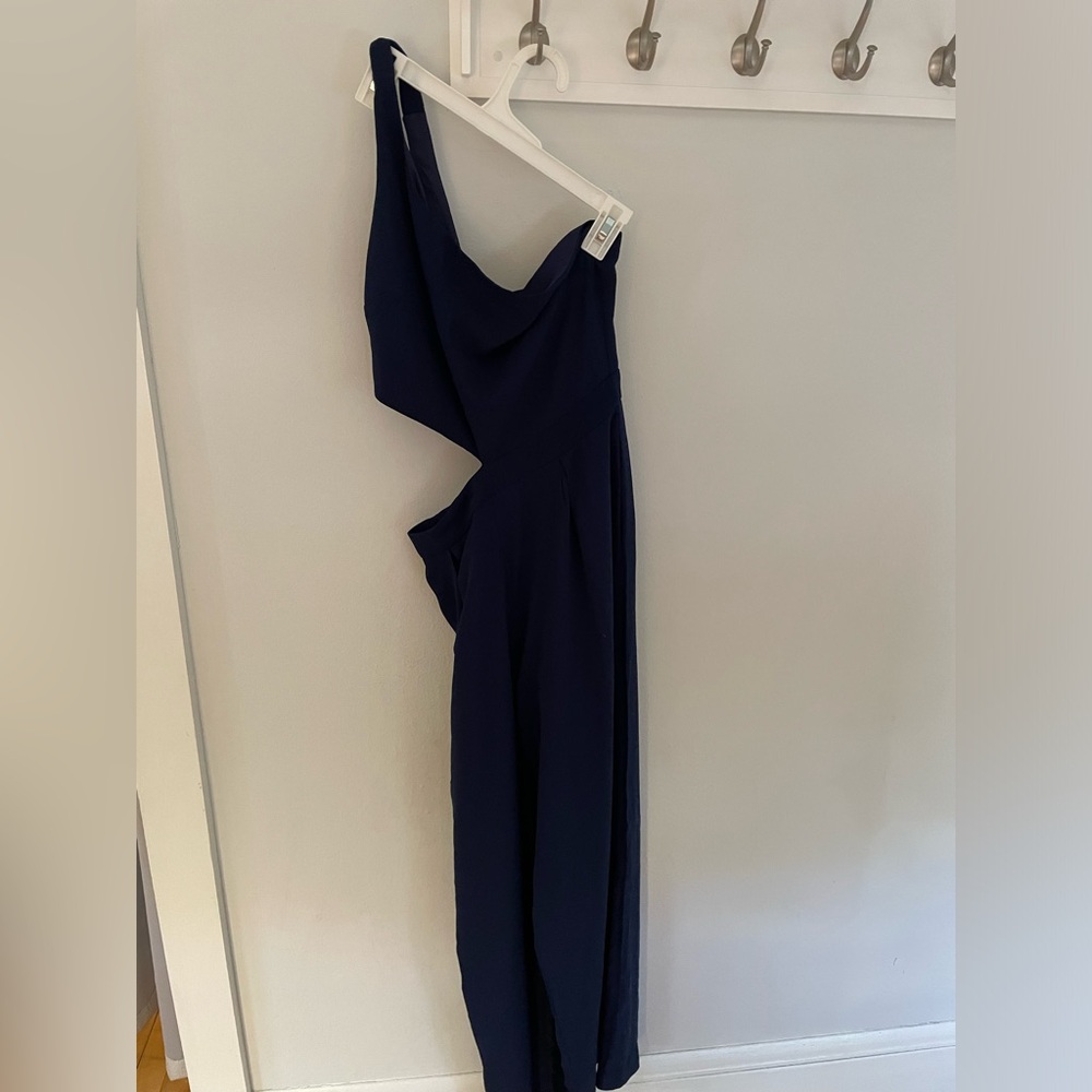 Showpo one shoulder navy jumpsuit size 6.